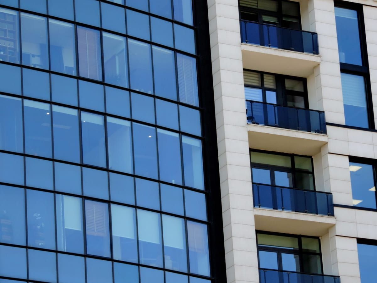 Modern building facade with balconies